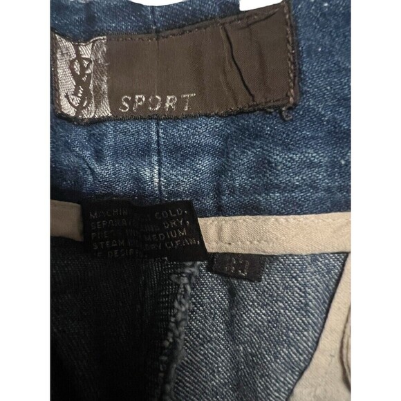 Vintage Rare Saint Laurent Sport 100% Cotton Wide Leg Jeans Size 33 Button Logos - Picture 13 of 16